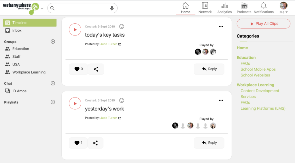 Voice Messages Timeline - Share Voice Notes to Slack, Twitter or on Email